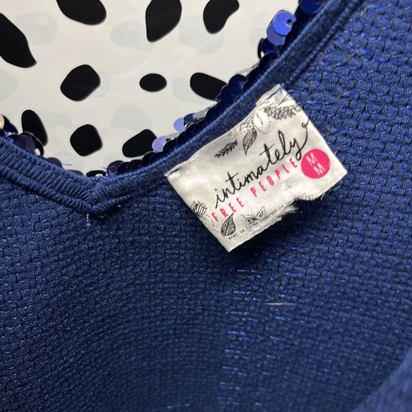 Free People Blue Sequin Tank Lace Trim Cami - Picture 4 of 5